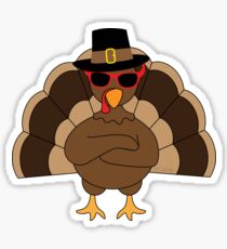 Pegatina Cool Turkey con gafas de sol Happy Thanksgiving