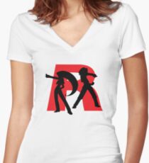 Team Rocket Line art Women's Fitted V-Neck T-Shirt