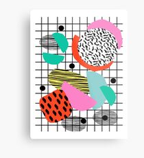 Posse - 1980's style throwback retro neon grid pattern shapes 80's memphis design neon pop art Metal Print