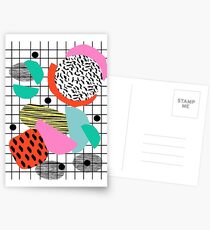 Posse - 1980's style throwback retro neon grid pattern shapes 80's memphis design neon pop art Postcards