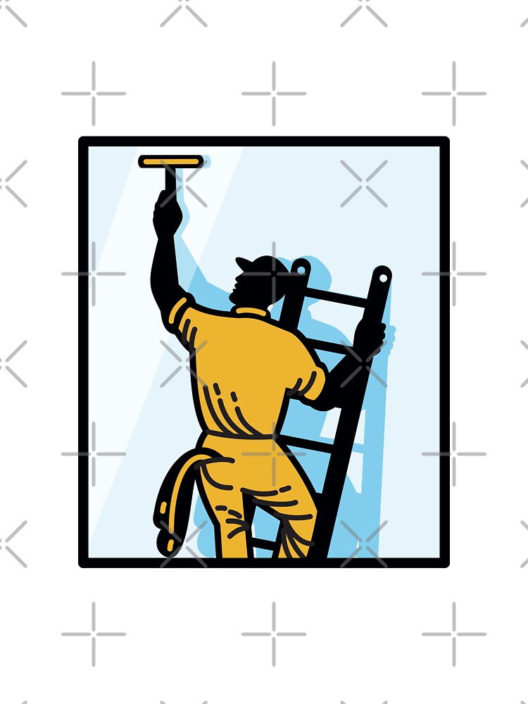 “Window Cleaner Worker Cleaning Ladder Retro” by patrimonio | Redbubble