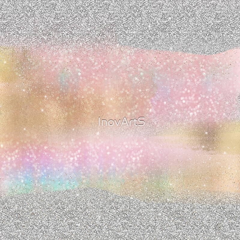 "Elegant Silver Glitter Gold Rainbow Abstract Art" by InovArtS Redbubble