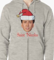 Saint Nicolas Cage Christmas Zipped Hoodie