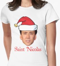 Saint Nicolas Cage Christmas Women's Fitted T-Shirt