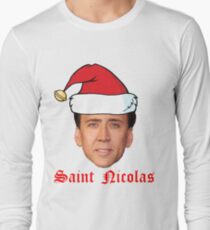 Saint Nicolas Cage Christmas Card Long Sleeve T-Shirt