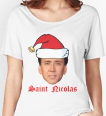Saint Nicolas Cage Christmas Card Women's Relaxed Fit T-Shirt