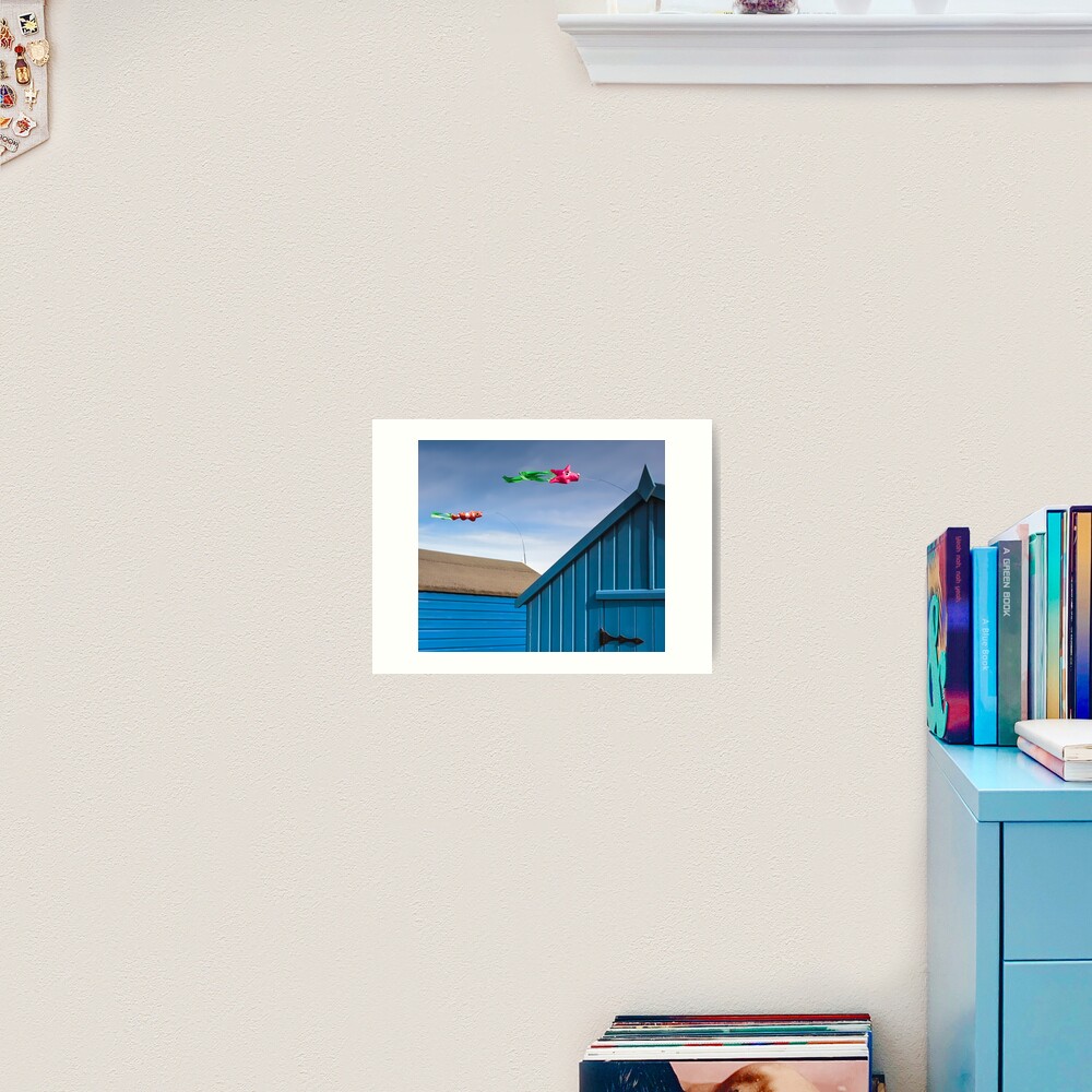 Windsocks and Beach huts Art Print
