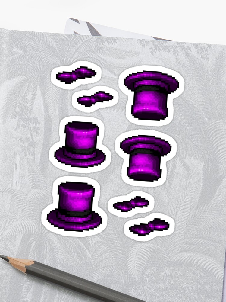 Five Nights At Freddys 4 Fredbears Hat Bowtie Pixel Art Sticker By Geeksomniac