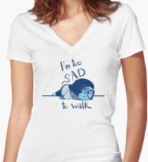 Too Sad to Walk Women's Fitted V-Neck T-Shirt