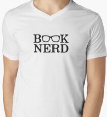 Book Nerd Nerdy Glasses V-Neck T-Shirt