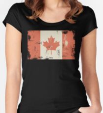 Grungy Canadian Flag Women's Fitted Scoop T-Shirt