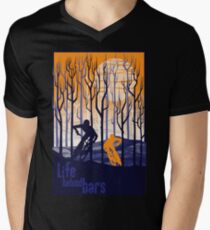 Camiseta de cuello en V Ilustración retro de cartel de bicicleta de montaña