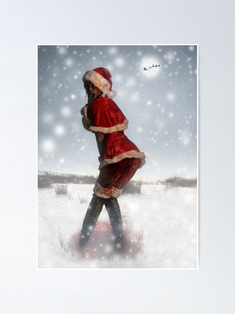 Mrs Claus Zombie Pinup Poster By Mentalshed Redbubble