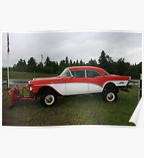 57 chevy turned snow plow Poster