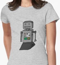 Robot doodle Women's Fitted T-Shirt