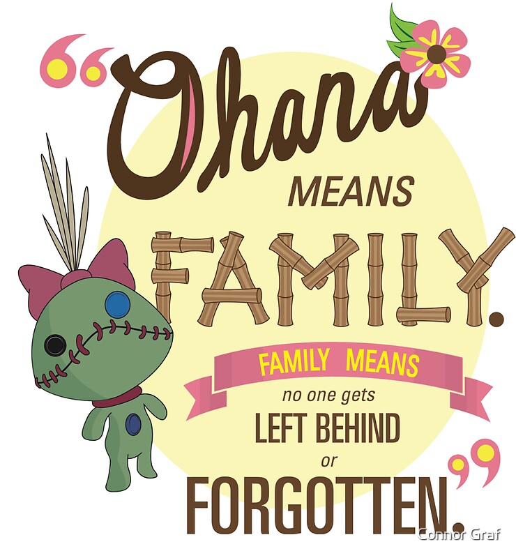 "Ohana Lilo and Stitch Quote" Stickers by Connor Graf