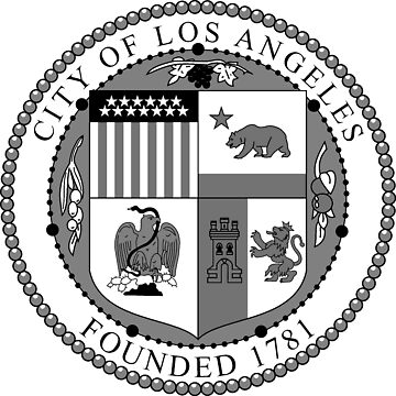 Los Angeles City Seal over Black Velvet Adult Pull-Over Hoodie by