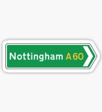 Nottingham, Road Sign, UK Sticker