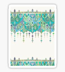 Art Deco Double Drop in Jade and Aquamarine on Cream Sticker