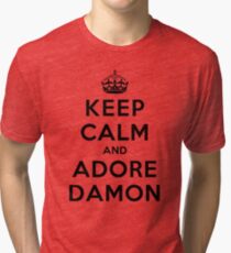 Keep Calm and Adore Damon From Vampire Diaries LS Tri-blend T-Shirt