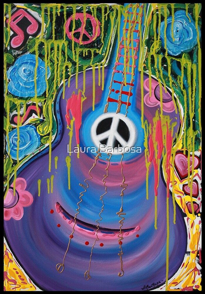"Peace Guitar - Hippie Abstract Art" by Laura Barbosa | Redbubble