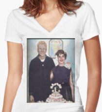 MOM AND DAD WEDDING Women's Fitted V-Neck T-Shirt