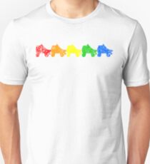 Regenbogen-Skates Slim Fit T-Shirt
