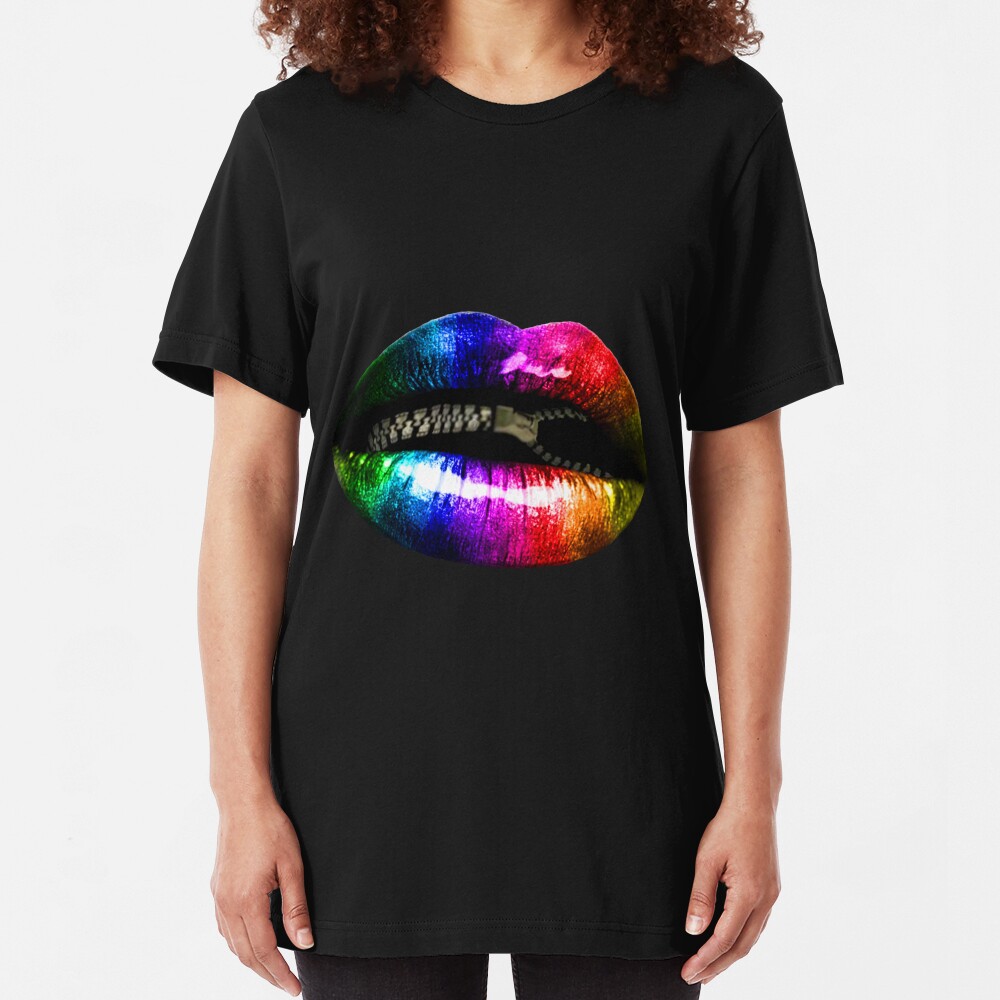 "Zips and Lips" - Clothing Slim Fit T-Shirt