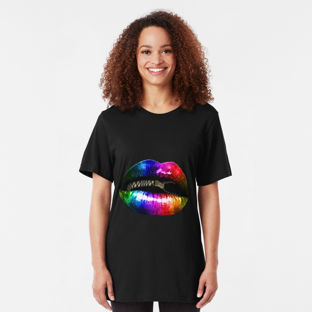 "Zips and Lips" - Clothing Slim Fit T-Shirt