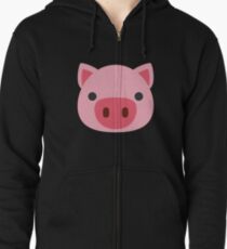 Sudadera con capucha y cremallera Emoji de cara de cerdo