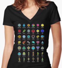 Pokemon Badges Women's Fitted V-Neck T-Shirt