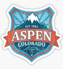 Teal grunge Aspen Colorado shield Sticker