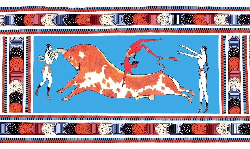 Minoan Bull Leaping Toreador Fresco Restoration by W. Sheppard Baird
