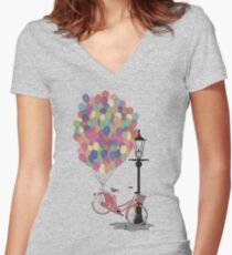 Love to Ride my Bike with Balloons even if it's not practical. Women's Fitted V-Neck T-Shirt