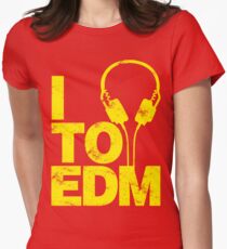 I Listen to EDM (yellow) Women's Fitted T-Shirt