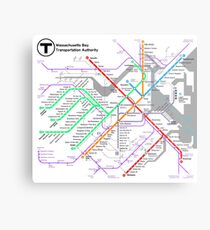 MBTA Boston Subway - The T (light background) Metal Print