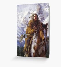 Warriors of the High Country, Ute, Native American paintings, James Ayers Studios Greeting Card
