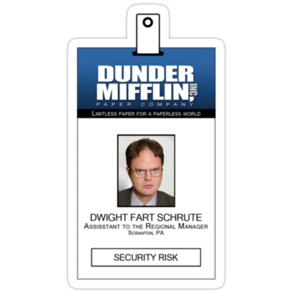 "Dwight Schrute The Office ID Badge Shirt" Stickers by zorpzorp Redbubble