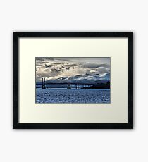 Winter Storm Beyond the Bridge Framed Print