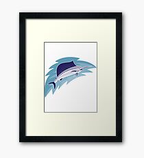 sailfish jumping retro style Framed Print