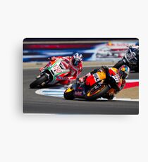 Dani Pedrosa and Nicky Hayden at laguna seca 2012 Canvas Print