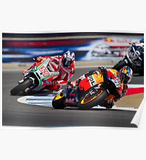 Dani Pedrosa and Nicky Hayden at laguna seca 2012 Poster