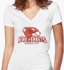 Republic City Fire Ferrets Women's Fitted V-Neck T-Shirt