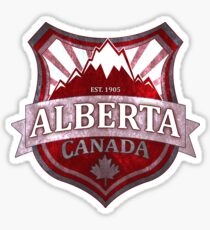 Alberta Canada red grunge shield Sticker