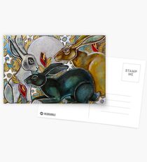 Three Moon Gazing Hares Postkarten