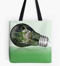 Leek flower inside a light bulb Tote Bag