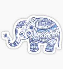 Cute Navy Blue Retro Floral Elephant Sticker