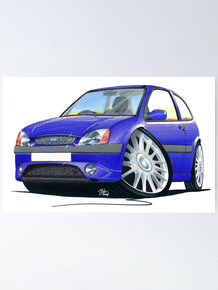 Ford Fiesta Mk5 Zetec S Blue Poster By Yeomanscarart Redbubble