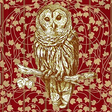Artwork thumbnail, Art Nouveau Owl in Red by MeganSteer