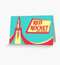 Red Rocket Fuel Station Greeting Card